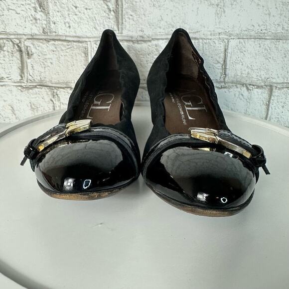 AGL Black Heels Attilio Giusti Leombruni Suede Leather Wedge Kitten Buckle 37 7 - Picture 11 of 14